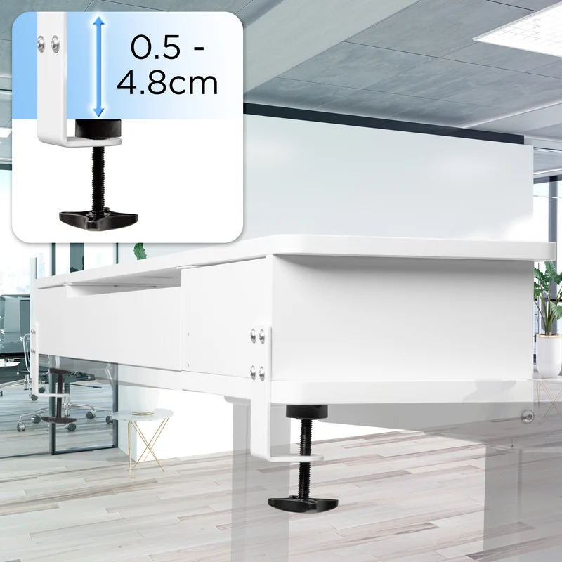 Duronic DD2 WE 120 cm DeskTop Bianco con 2 cassetti | Compatibile con tutti i Desk Top da 120 cm | Accessorio per scrivania | Professionale estetico e organizzato | Superficie per sollevare lo schermo