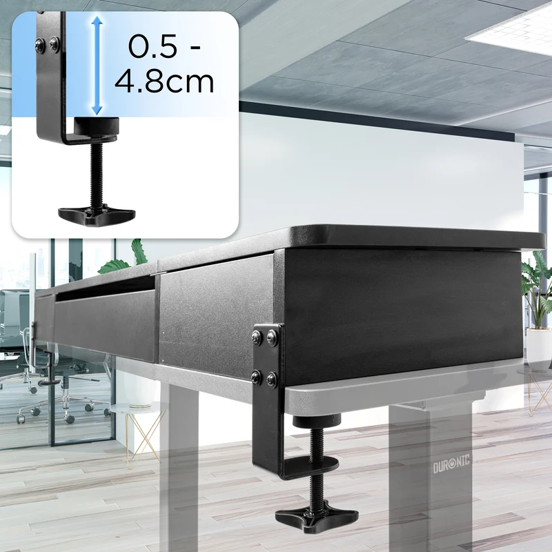 Duronic DD2 BK 120 cm Desk Top Nero con 2 cassetti | Compatibile con tutti i Desk Top da 120 cm | Accessorio per scrivania | Professionale estetico e organizzato | Superficie per sollevare lo schermo
