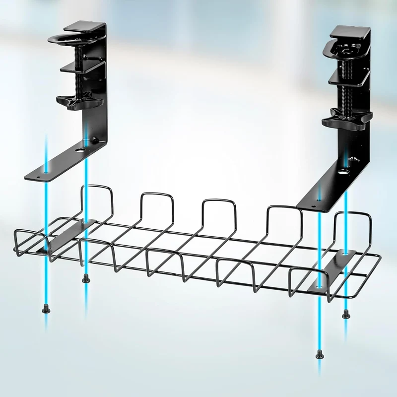 Duronic CMH2 supporto per cavi da scrivania| Nero lega d'acciaio dimensioni 40 x 16 x 17 cm |Stile moderno| Funzione di fissaggio a morsetto senza uso trapano|Sicuro ordinato conveniente estetico