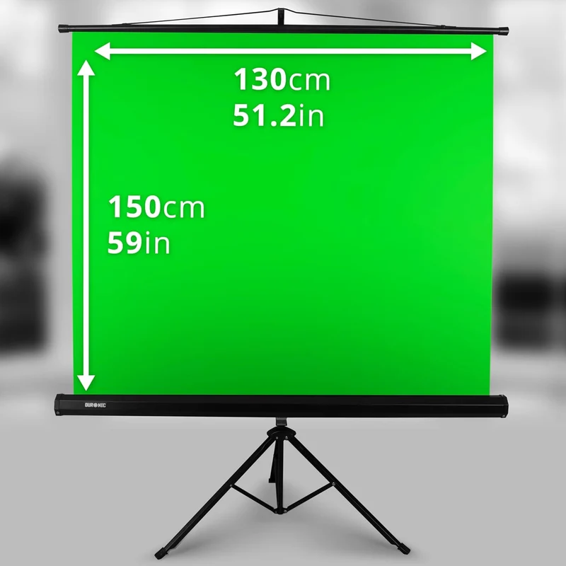 Duronic TPS13 GN Schermo verde alta qualità con treppiede stabile| Altezza 150 cm e larghezza 130 cm esclusa la cornice| facile da usare, trasportabile, versatile| superficie uniforme senza pieghe