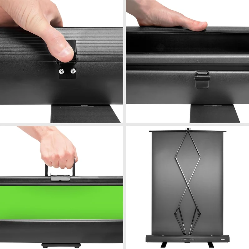 Duronic FPS15 GN schermo verde da pavimento |Altezza 150 cm e larghezza 130 cm esclusa la cornice| Custodia incorporata |costruzione di alta qualità| superficie liscia| apertura e chiusura rapida