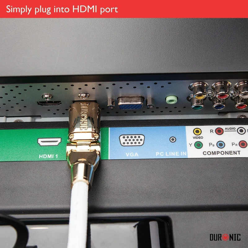 Duronic HDC01 1m Cavo HDMI schermato ad alta velocità | Trasmissione di segnale full HD 1080p 4K 2160p compatibilità ethernet | Cavo collegamento HDMI 1.4 con testina snodabile | Compatibile con TV