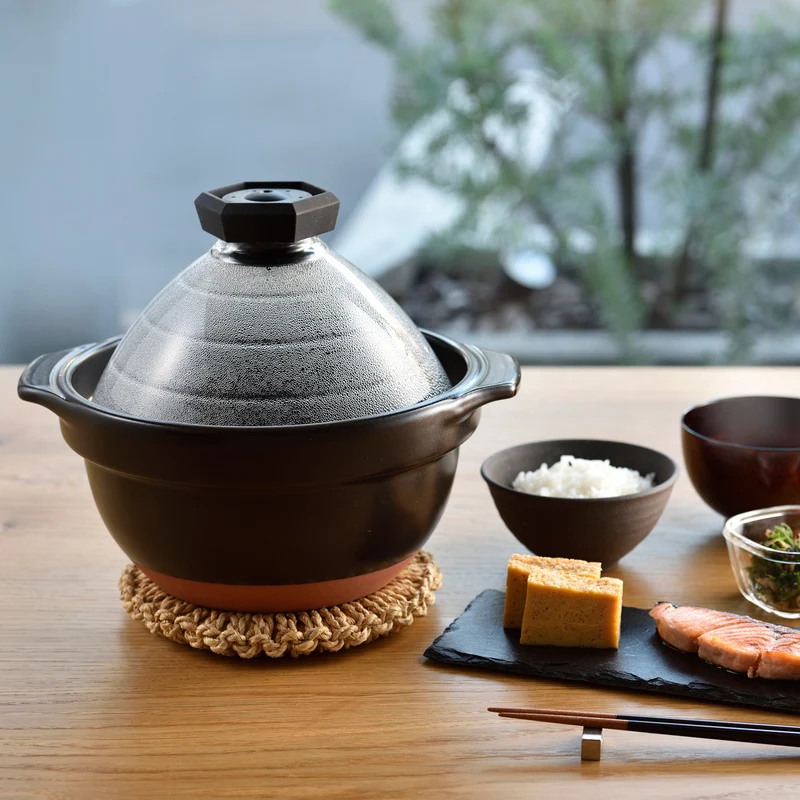 GOHANGAMA Glass-Lid Rice Cooker Ceramic Pot