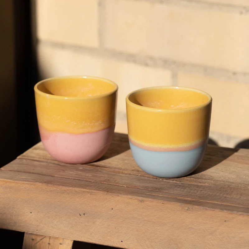 Cappuccino mug yellow / pink