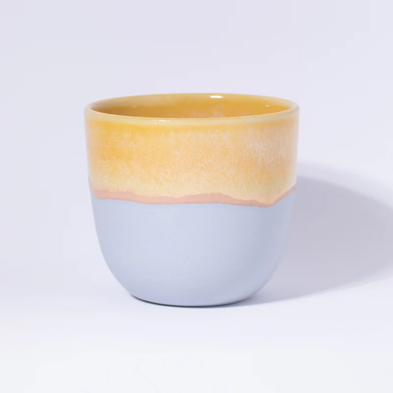 Cappuccino mug yellow / light blue