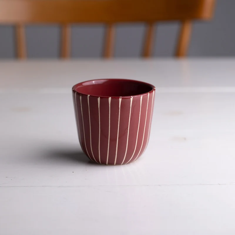 Cappuccino Mug Striped Dark Cherry