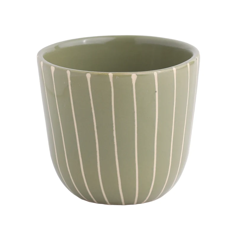 Cappuccino Mug Striped Olive