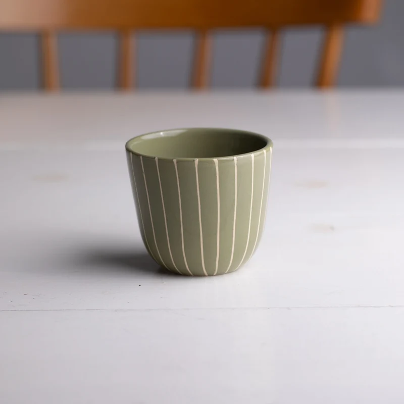Cappuccino Mug Striped Olive