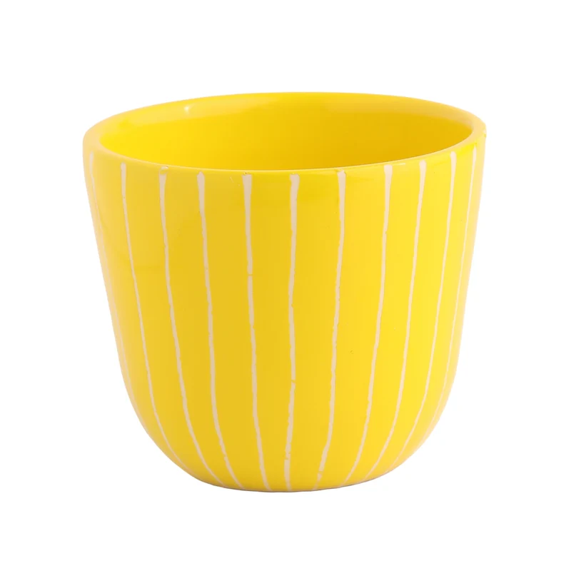 Cappuccino Mug Striped Yellow