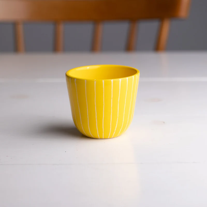 Cappuccino Mug Striped Yellow
