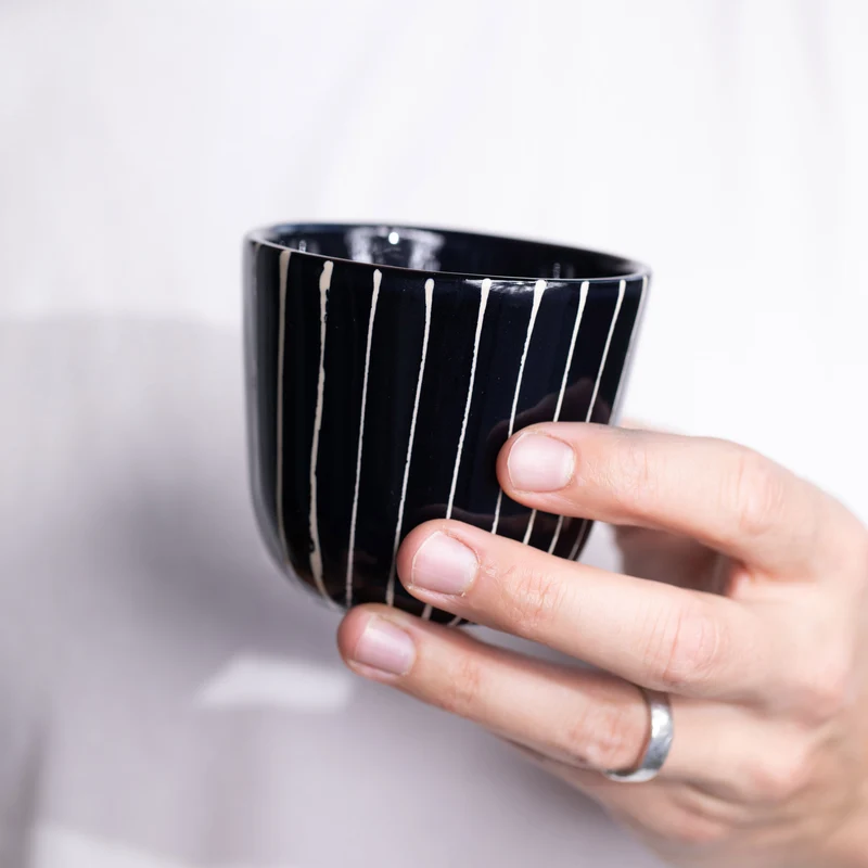 Cappuccino Mug Striped Black