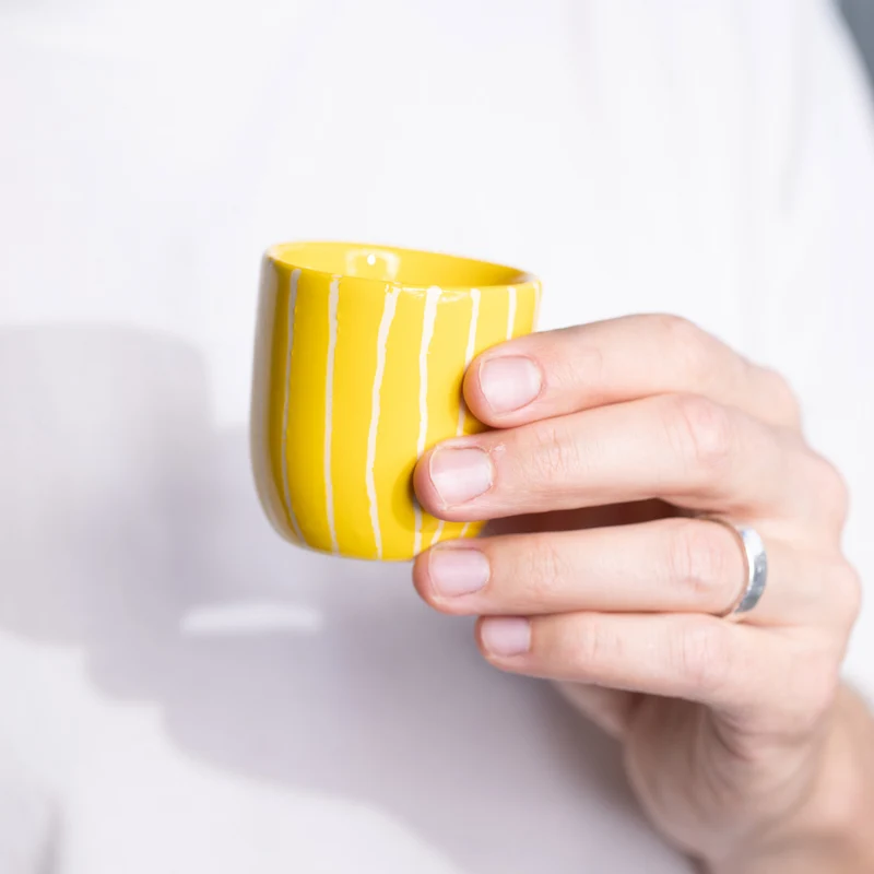 Espresso Mug Striped Yellow
