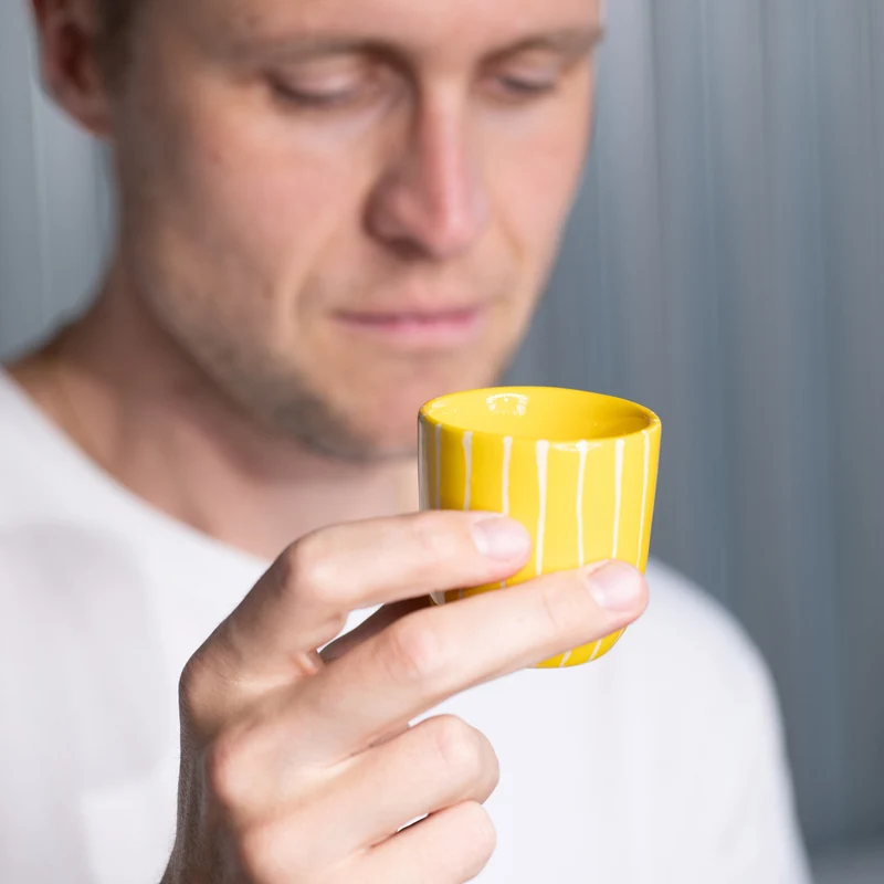 Espresso Mug Striped Yellow