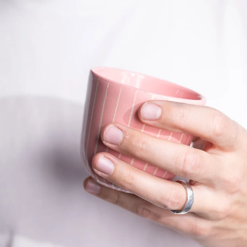 Cappuccino Mug Striped Pink