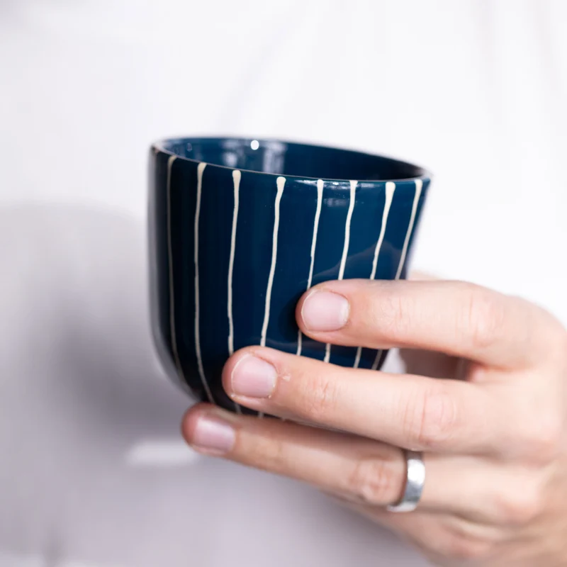 Cappuccino Mug Striped Navy