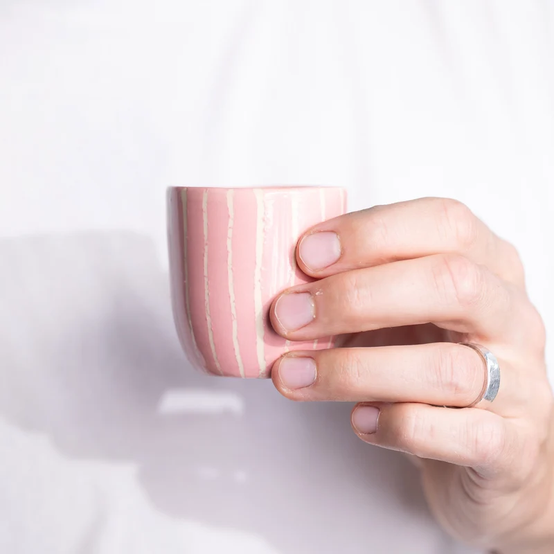 Espresso Mug Striped Pink