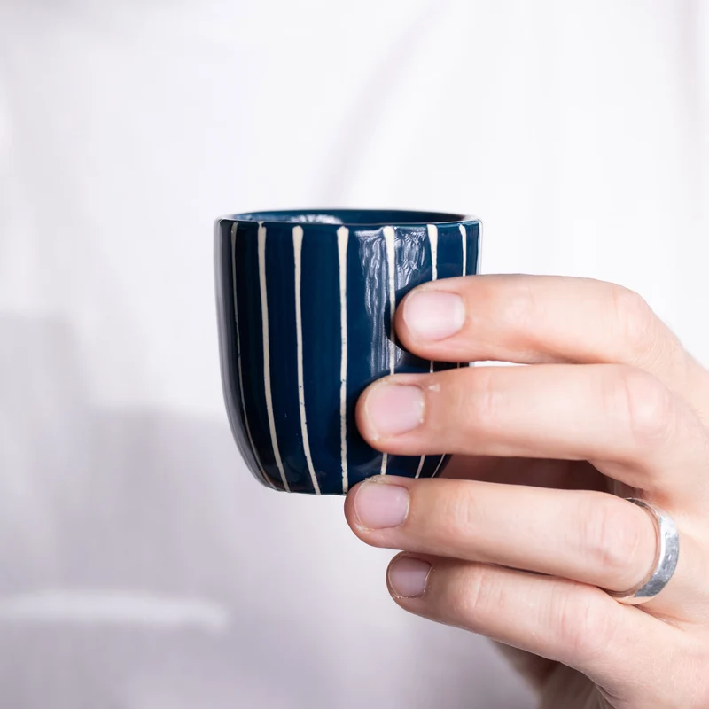 Espresso Mug Striped Navy