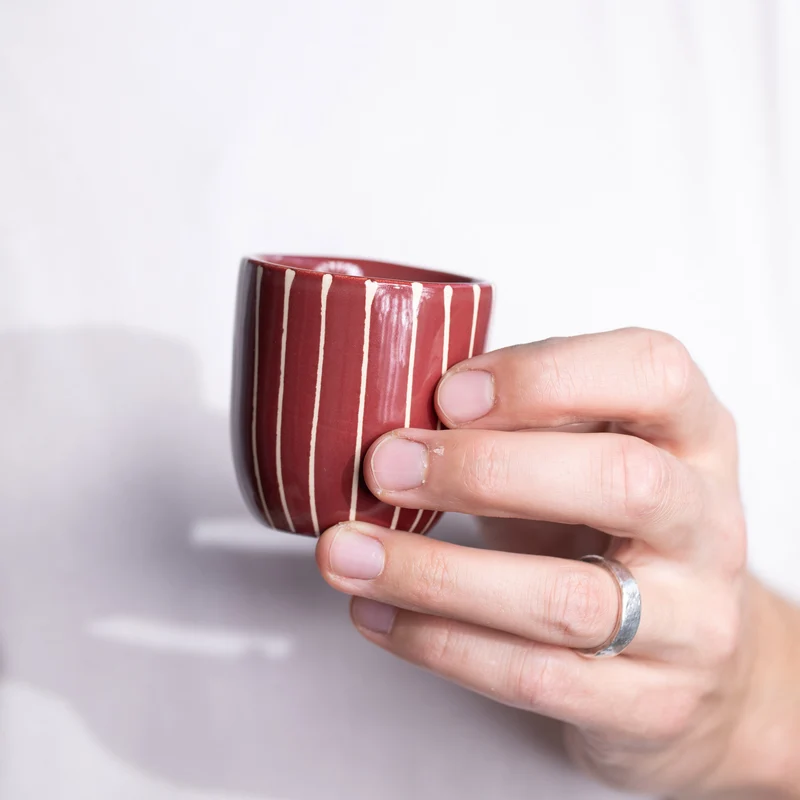 Espresso mug Striped Dark Cherry