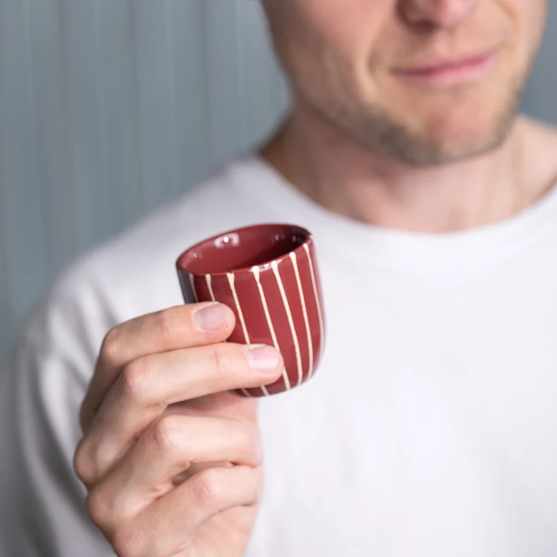Espresso mug Striped Dark Cherry