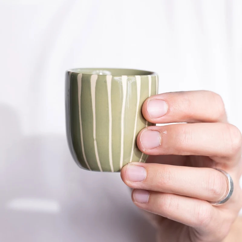 Espresso mug Striped Olive