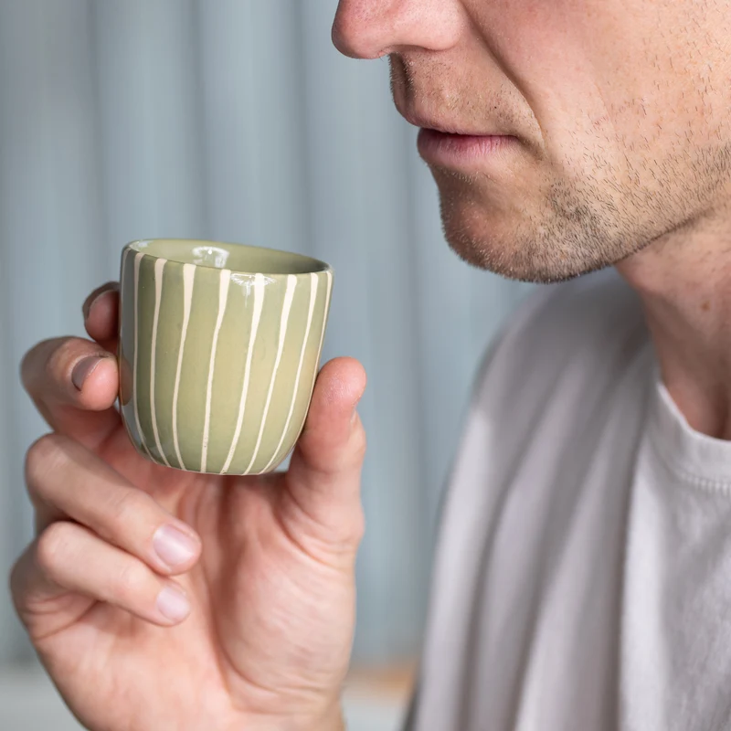Espresso mug Striped Olive
