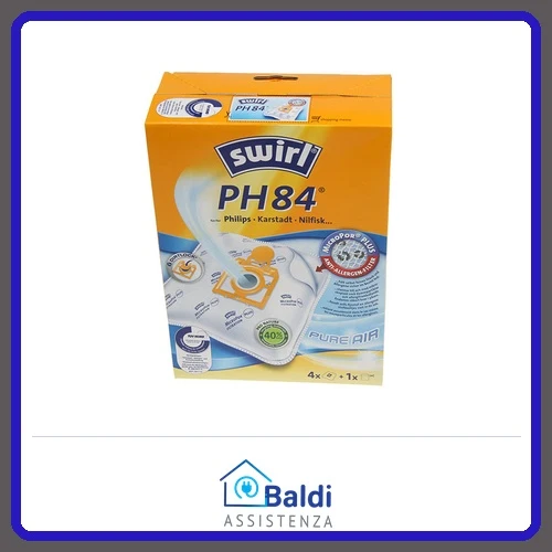 SWIRL PH84 4 SACCHETTI MICROPOR + 1 FILTRO PER ASPIRAPOLVERE PHILIPS VARI MODELLI