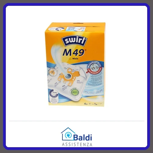 SWIRL M49 4 SACCHETTI MICROPOR + 1 FILTRO PER ASPIRAPOLVERE MIELE VARI MODELLI