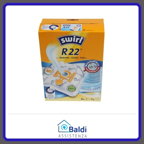 SWIRL R22 4 SACCHETTI MICROPOR + 1 FILTRO PER ASPIRAPOLVERE DE'LONGHI VARI MODELLI