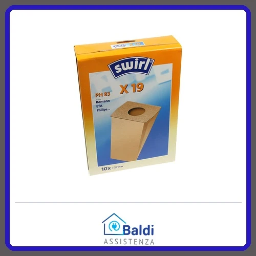 SWIRL X19 (PH83) KIT 10 SACCHETTI + 2 FILTRI PER ASPIRAPOLVERE DE'LONGHI XTSS