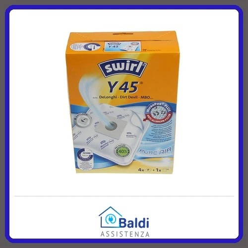 SWIRL Y45 4 SACCHETTI MICROPOR + 1 FILTRO PER ASPIRAPOLVERE DE LONGHI VARI MODELLI