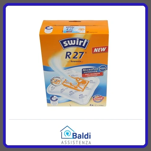 SWIRL R27 4 SACCHETTI MICROPOR + 1 FILTRO PER ASPIRAPOLVERE ROWENTA VARI MODELLI