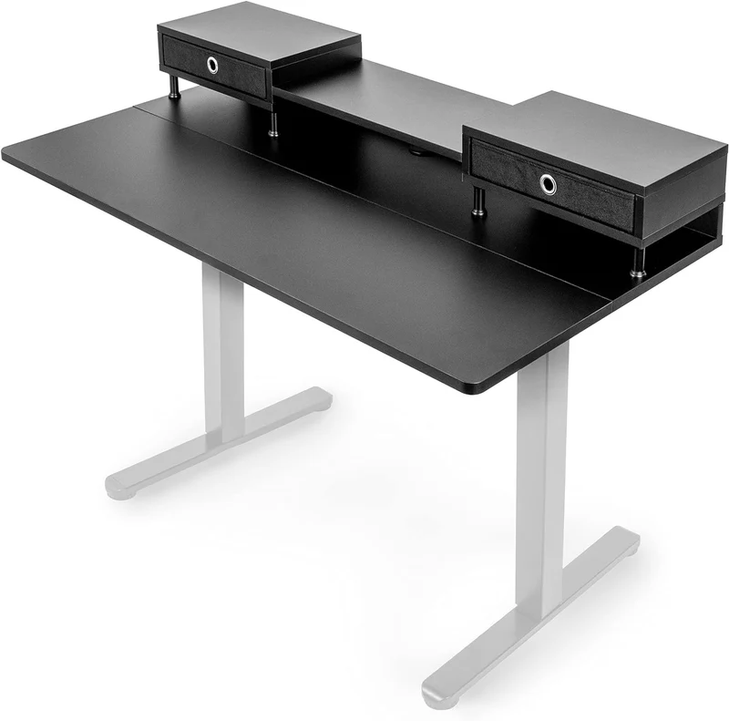 Duronic DD1 BK Piano Scrivania Nero con cassetti in tessuto| Dimensioni 60 x 120 x 17 cm| Da installare su telai di 120 cm | Ottimizzazione dello spazio| Professionale estetico e organizzato