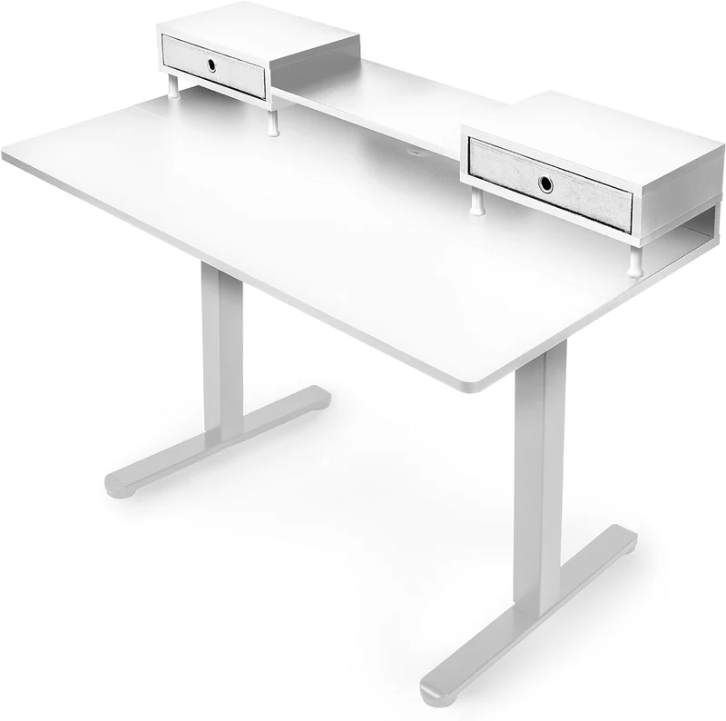 Duronic DD1 WE Piano Scrivania Bianco con cassetti in tessuto| Dimensioni 60 x 120 x 17 cm| Da installare su telai di 120 cm| Ottimizzazione dello spazio| Professionale estetico e organizzato