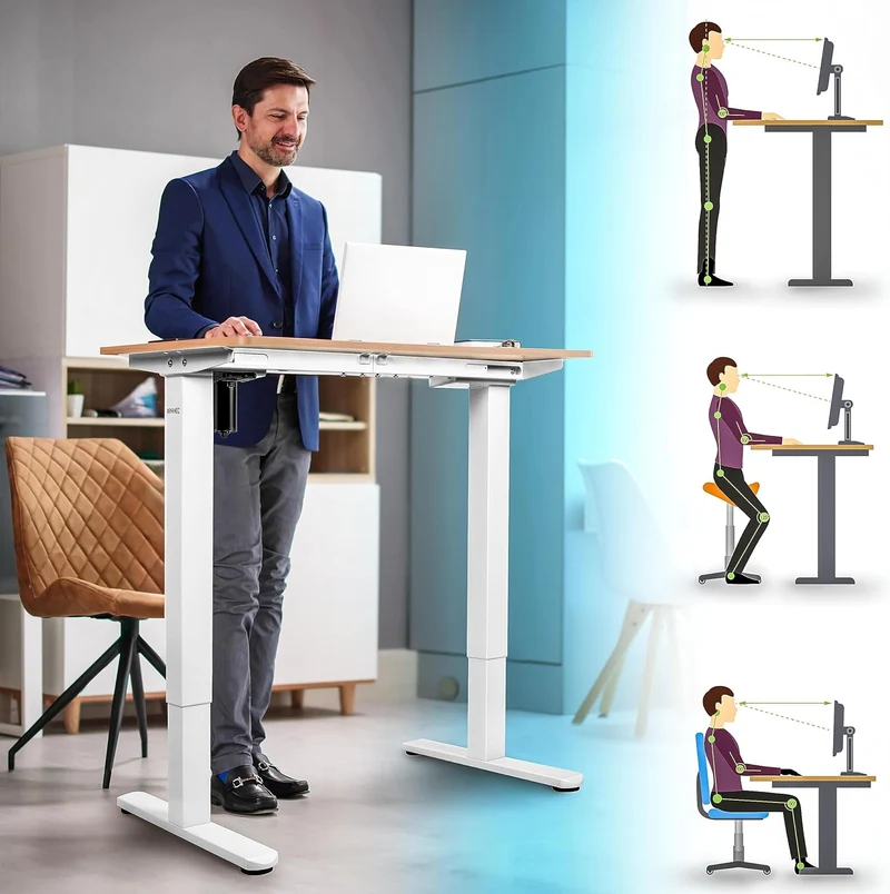 Duronic TM51 WE Telaio scrivania elettrico | Scrivania regolabile in altezza 72-118cm | Memoria per impostare altezza ideale | Capacità peso max 70kg | Motore singolo potente | Bianco