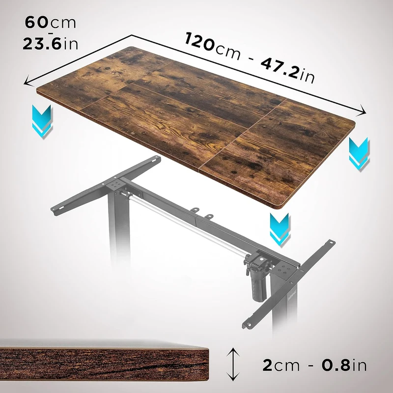 Duronic TT120 AO Piano scrivania  Ripiano scrivania 120x60x1,9cm- Compatibile con telai da scrivania Duronic | Piano di lavoro per ufficio ergonomico | Quercia Antica