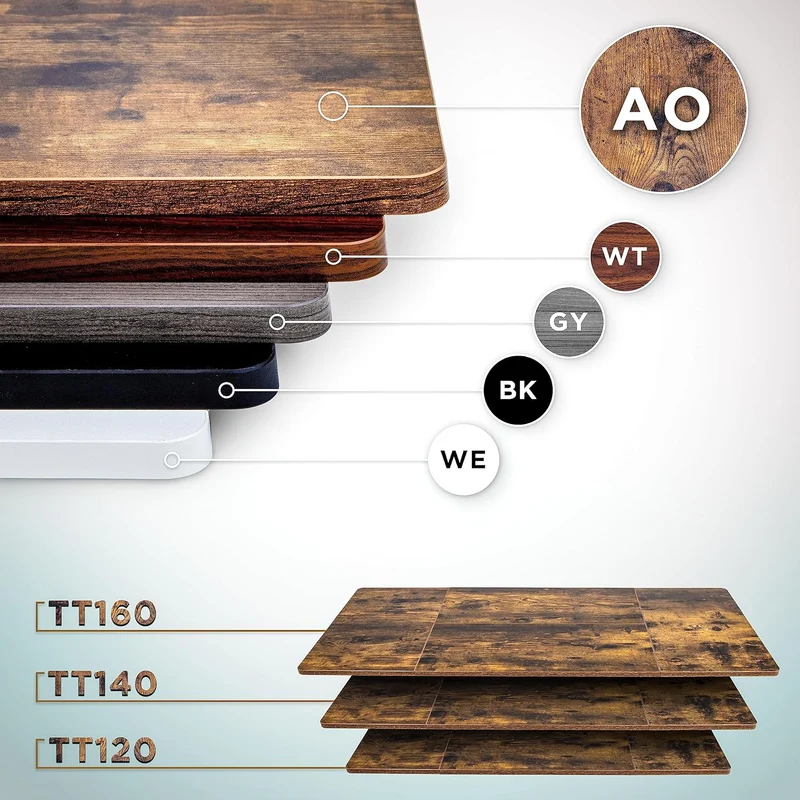 Duronic TT120 AO Piano scrivania  Ripiano scrivania 120x60x1,9cm- Compatibile con telai da scrivania Duronic | Piano di lavoro per ufficio ergonomico | Quercia Antica