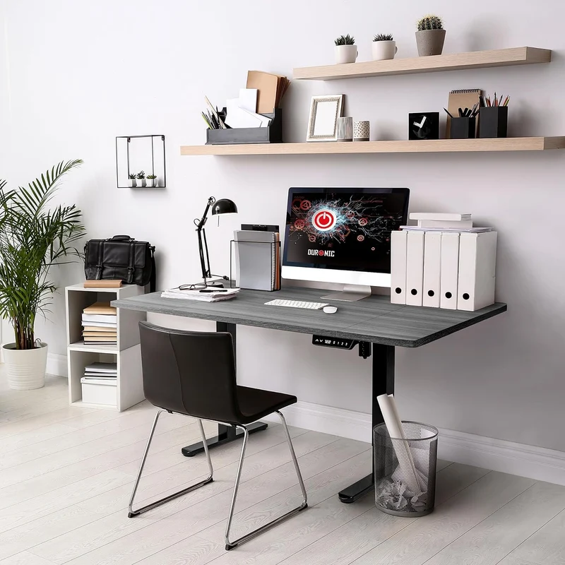 Duronic TT120 GY Piano scrivania  Ripiano scrivania 120x60x1,9cm- Compatibile con telai da scrivania Duronic | Piano di lavoro per ufficio ergonomico | Grigio