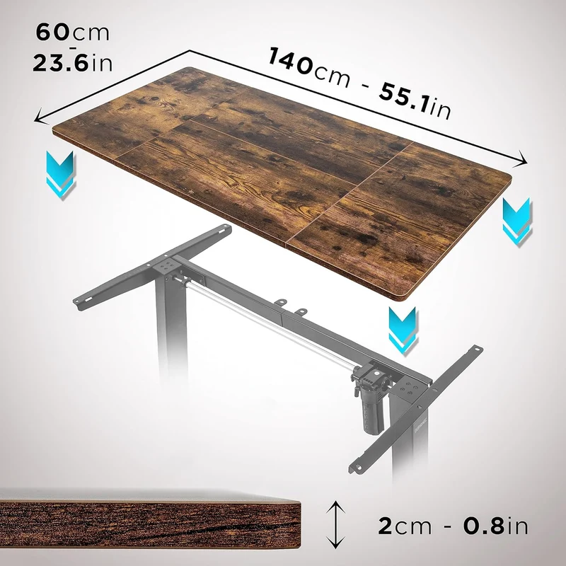 Duronic TT140 AO Piano scrivania  Ripiano scrivania 140x60x1,9cm- Compatibile con telai da scrivania Duronic | Piano di lavoro per ufficio ergonomico | Quercia antico