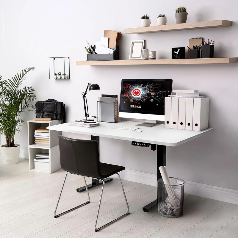Duronic TT160 WE Piano scrivania  Ripiano scrivania 160x60x1,9cm- Compatibile con telai da scrivania Duronic | Piano di lavoro per ufficio ergonomico | Bianco