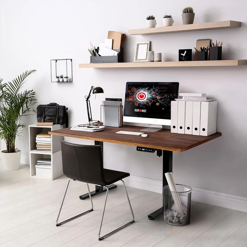 Duronic TT160 WT Piano scrivania  Ripiano scrivania 160x60x1,9cm- Compatibile con telai da scrivania Duronic | Piano di lavoro per ufficio ergonomico | Noce