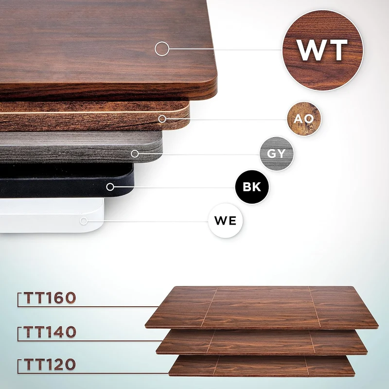 Duronic TT160 WT Piano scrivania  Ripiano scrivania 160x60x1,9cm- Compatibile con telai da scrivania Duronic | Piano di lavoro per ufficio ergonomico | Noce