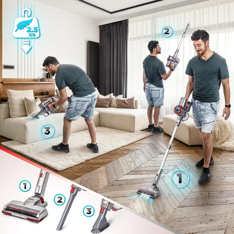 Duronic VC24 Scopa elettrica ricaricabile 220 W | 3 velocità | Aspirapolvere e aspirabriciole senza fili | Batteria ricaricabile | Autonomia 50 min | Senza sacco | Filtro HEPA | Tappeti e pavimenti