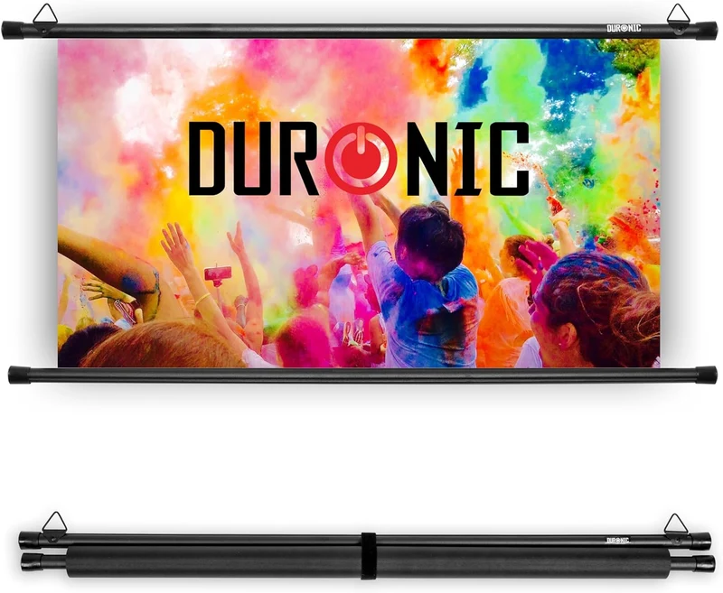 Duronic BPS90 16:9 Telo Proiettore 90 pollici, Schermo per proiettore, Telo da proiezione interno esterno, Home theater cinema Full HD 3D 4K, Schermo di proiezione anti pieghe per casa ufficio scuola