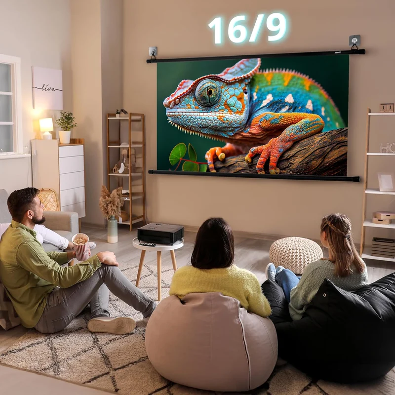 Duronic BPS90 16:9 Telo Proiettore 90 pollici, Schermo per proiettore, Telo da proiezione interno esterno, Home theater cinema Full HD 3D 4K, Schermo di proiezione anti pieghe per casa ufficio scuola