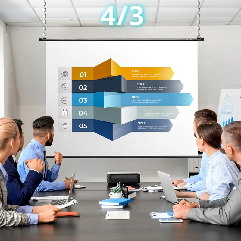 Duronic BPS90 16:9 Telo Proiettore 90 pollici, Schermo per proiettore, Telo da proiezione interno esterno, Home theater cinema Full HD 3D 4K, Schermo di proiezione anti pieghe per casa ufficio scuola