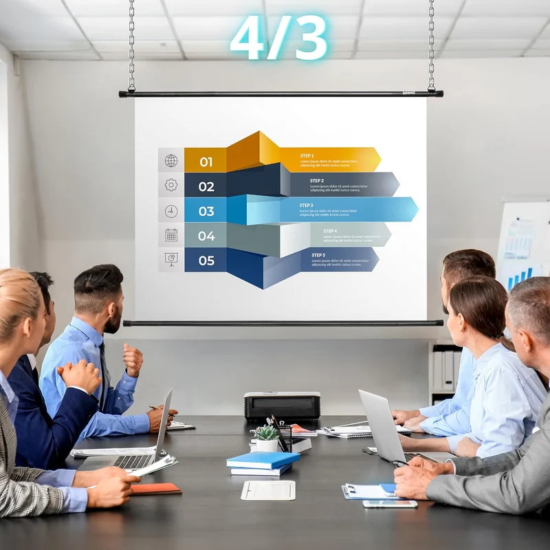Duronic BPS70 16:9 Telo Proiettore 70 pollici, Schermo per proiettore, Telo da proiezione interno esterno, Home theater cinema Full HD 3D 4K, Schermo di proiezione anti pieghe per casa ufficio scuola