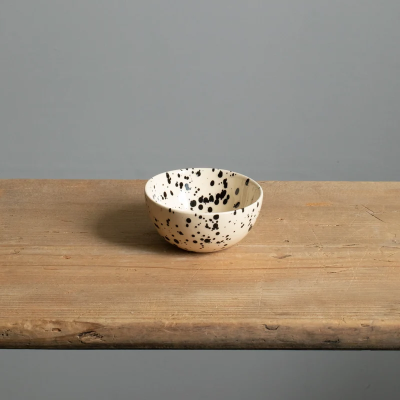 Small Snack Bowl Black Dots