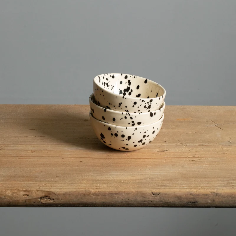 Small Snack Bowl Black Dots