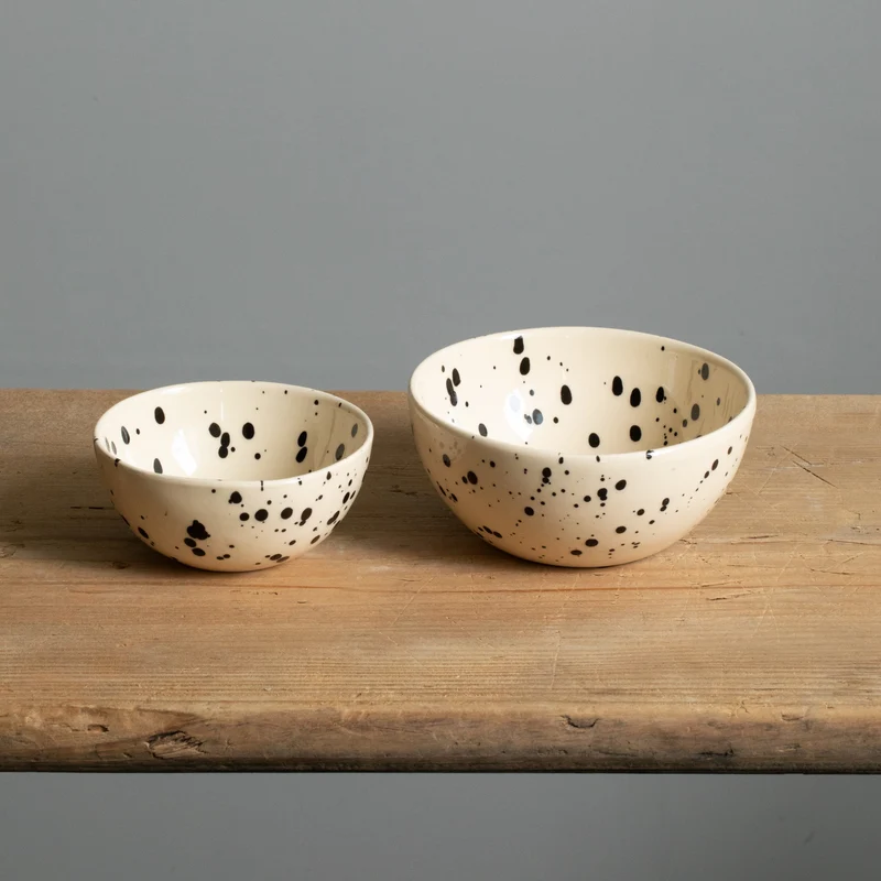Large Snack Bowl Black Dots