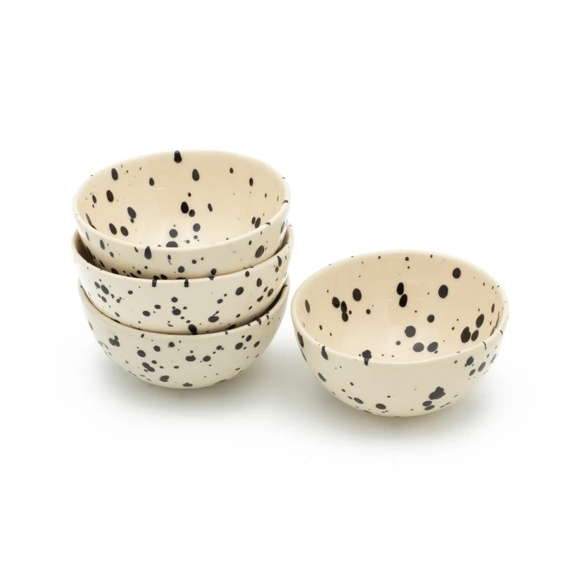 Small Snack Bowl Black Dots